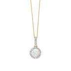 Elements Gold Round Diamond Surround Opal Pendant