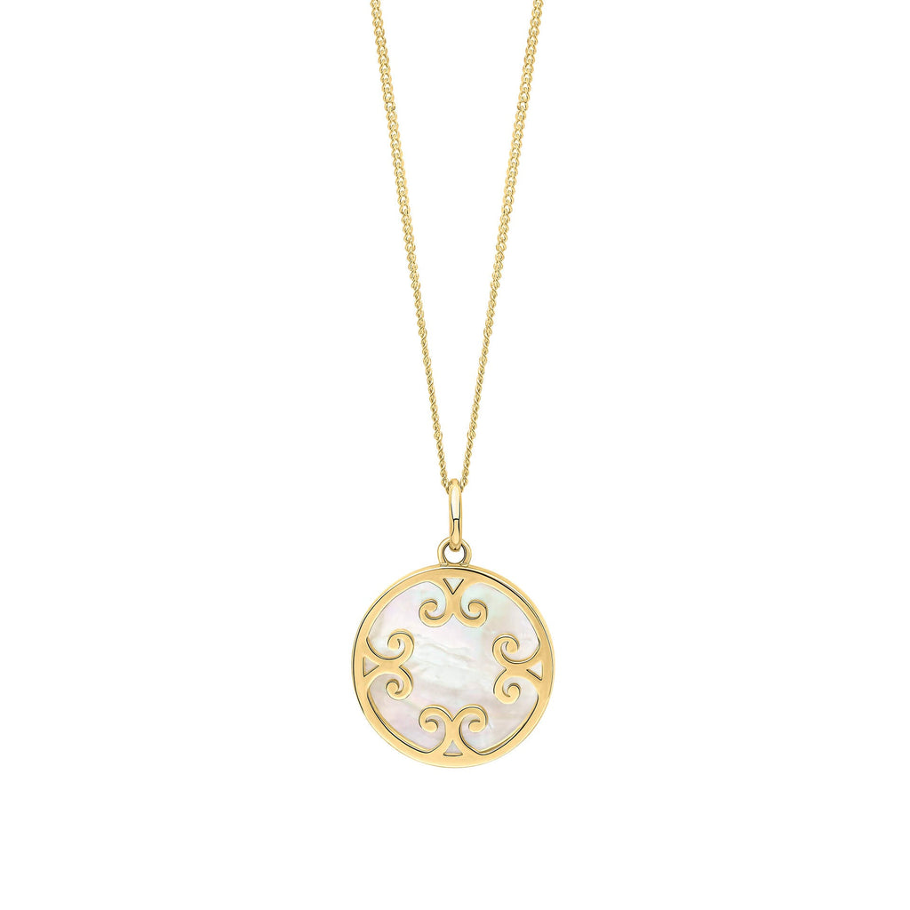 Elements Gold Mother Of Pearl Inlay Swirl Pendant