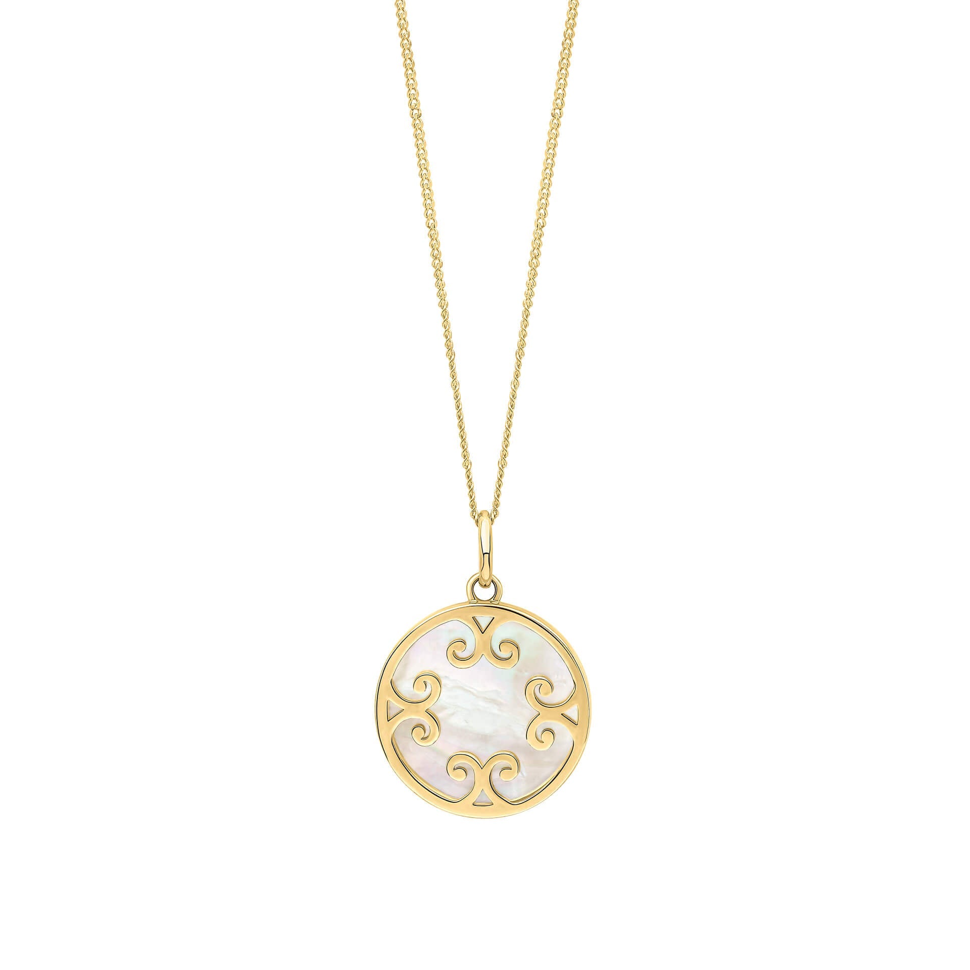 Elements Gold Mother Of Pearl Inlay Swirl Pendant