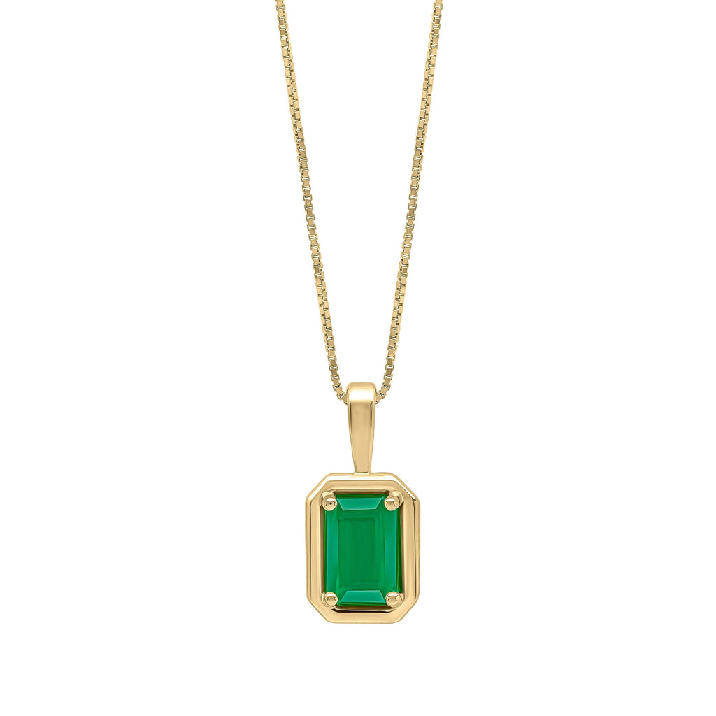 Elements Gold Chunky Border Precious Stone Pendant