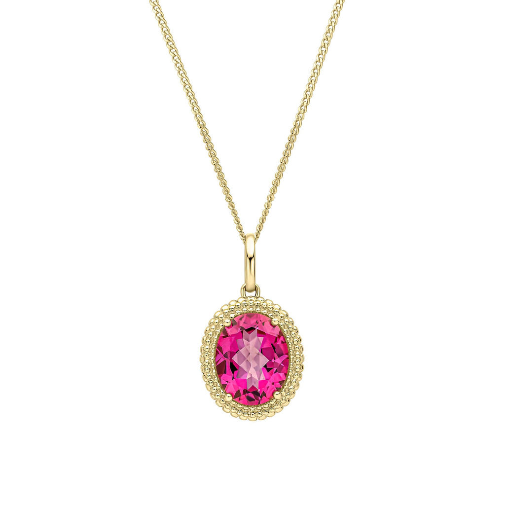 Elements Gold Oval Cut Pink Topaz Pendant