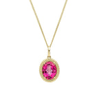 Elements Gold Oval Cut Pink Topaz Pendant
