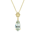 Elements Gold Fancy Cut Green Quartz Drop Pendant with Swirl Detail Bale