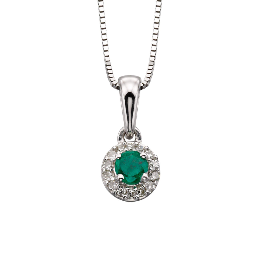 Elements Gold Round Precious Stone Pendant with Diamond Surround