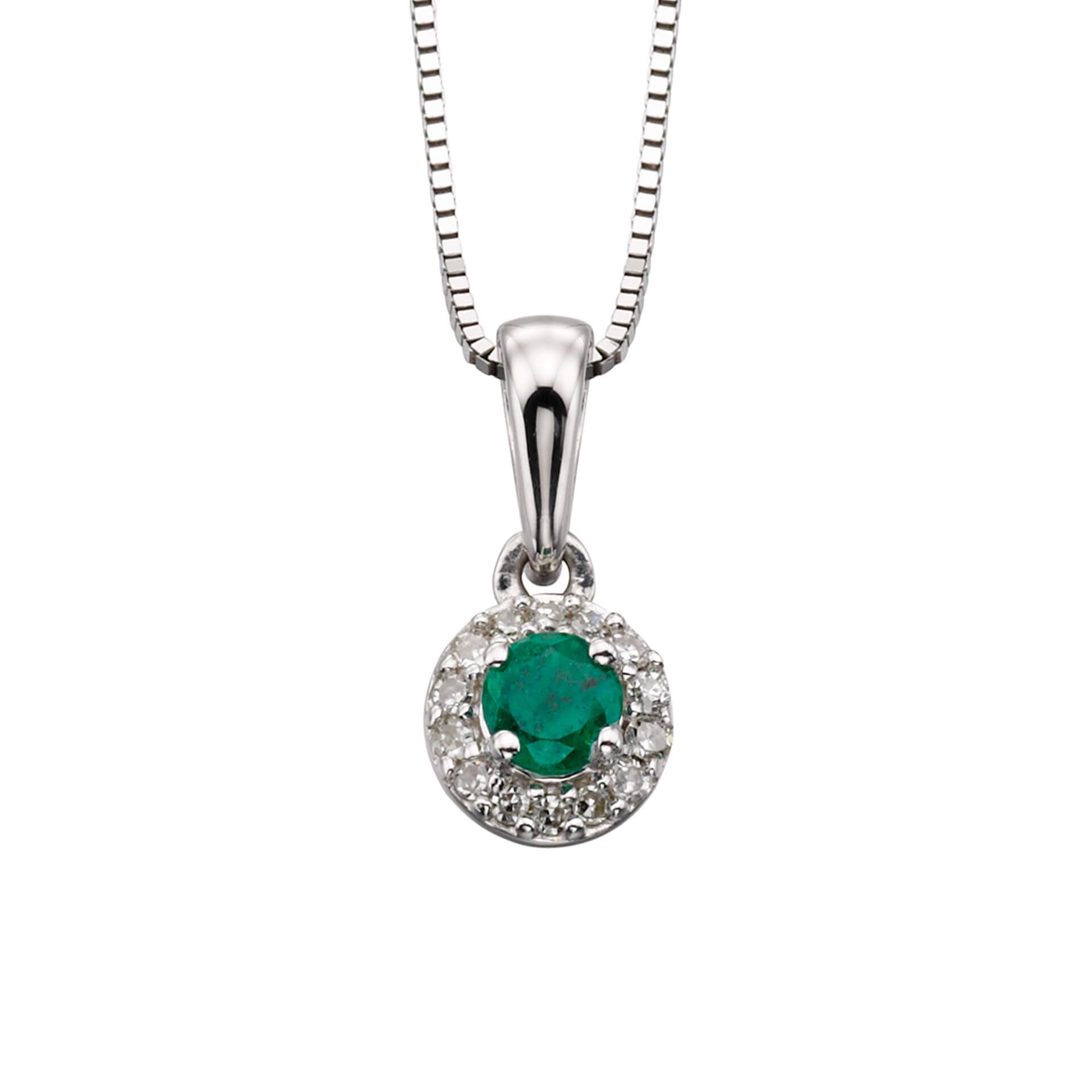 Elements Gold Round Precious Stone Pendant with Diamond Surround