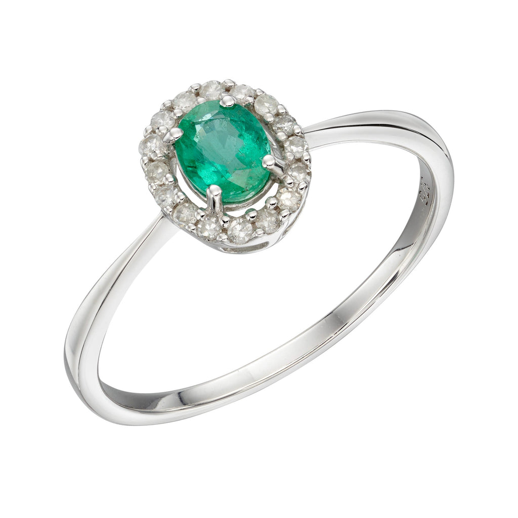 Elements Gold Precious Stone Ring with Diamond Cluster Surround