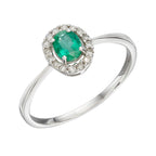 Elements Gold Precious Stone Ring with Diamond Cluster Surround