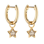 Elements Gold Star Shaped Diamond Hoop Earring Charms