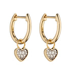 Elements Gold Heart Shaped Diamond Hoop Earring Charms