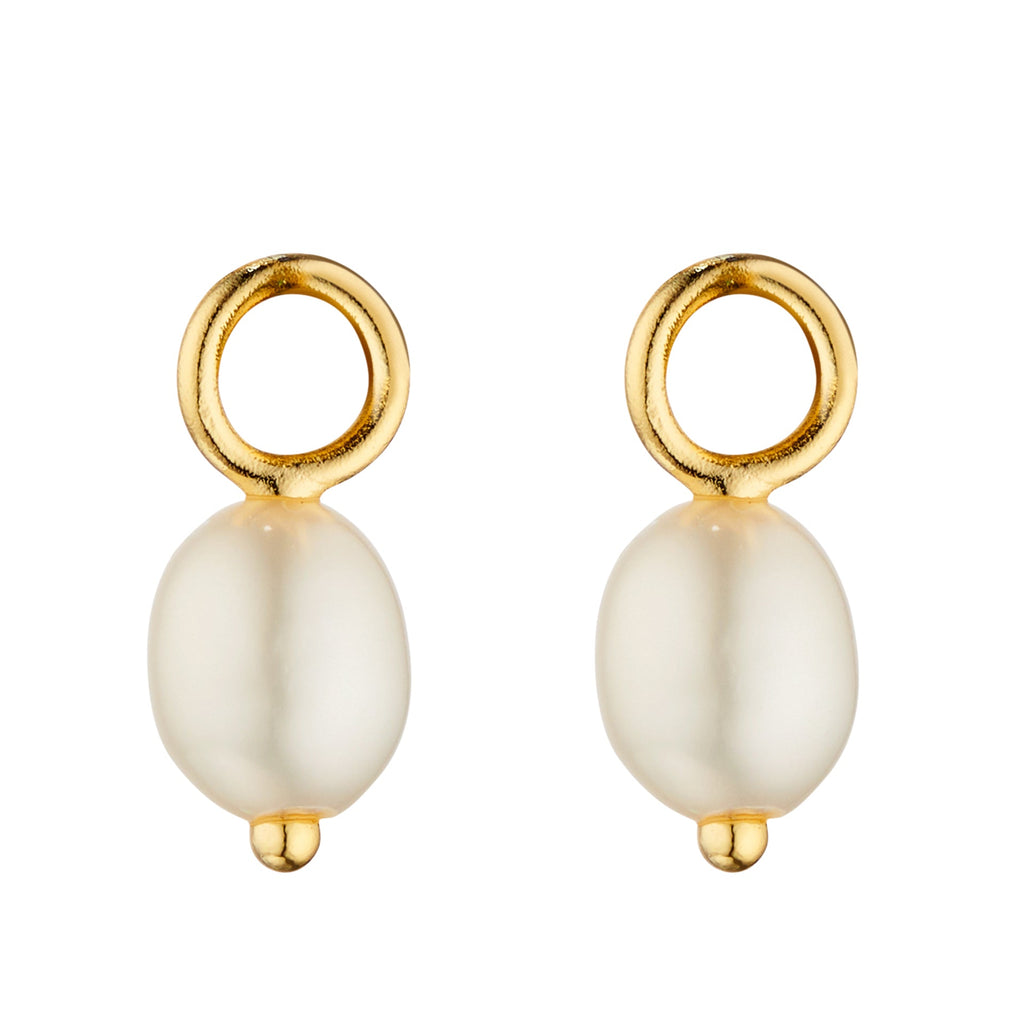 Elements Gold Freshwater Pearl Hoop Earring Charms