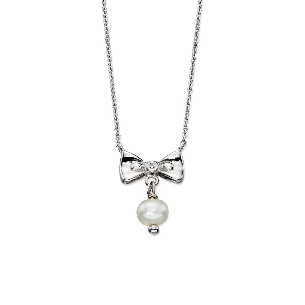 D For Diamond Freshwater Pearl Bow Necklace