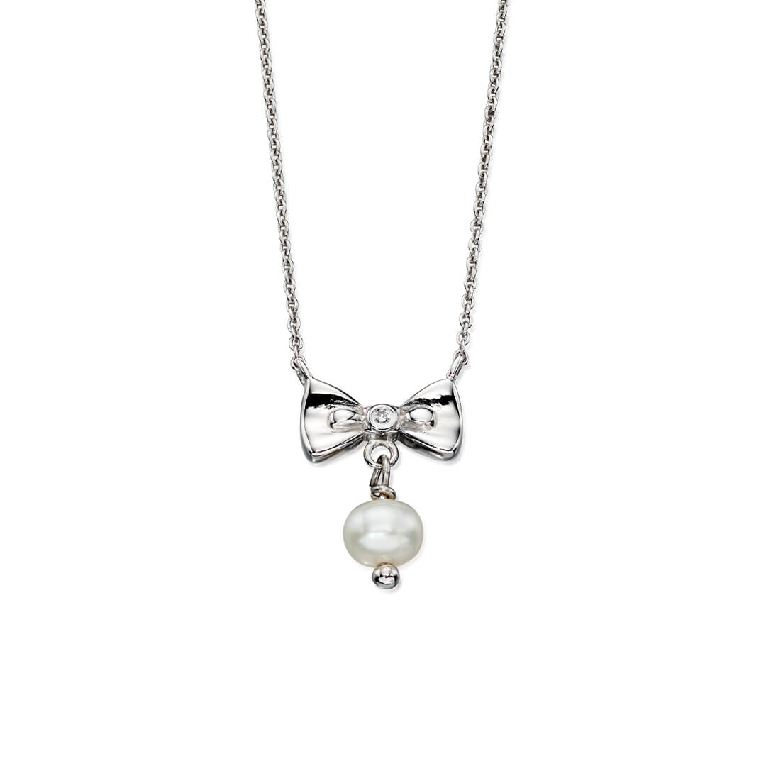 D For Diamond Freshwater Pearl Bow Necklace