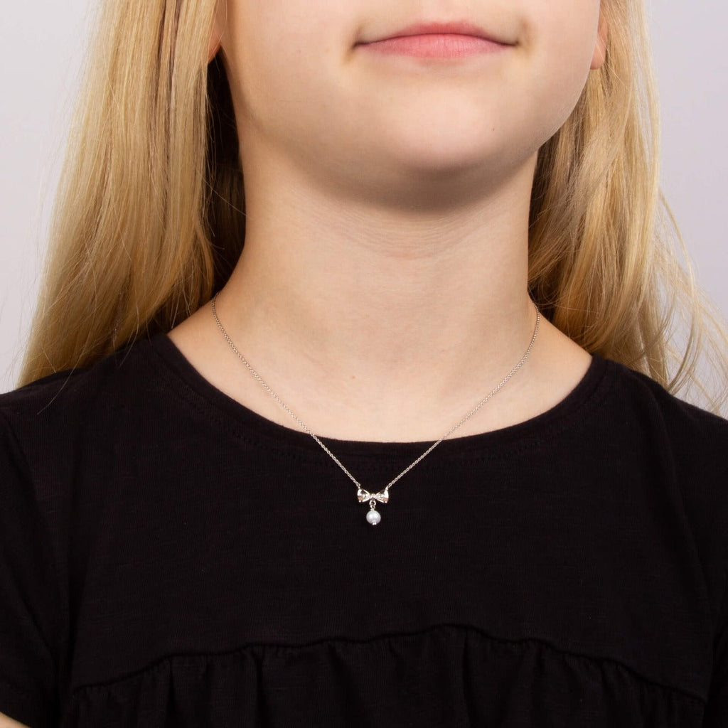 D For Diamond Freshwater Pearl Bow Necklace