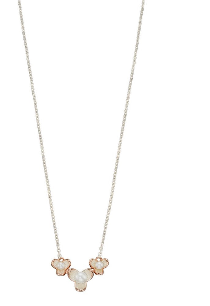 Beginnings Rose Gold and Pearl Flower Necklace