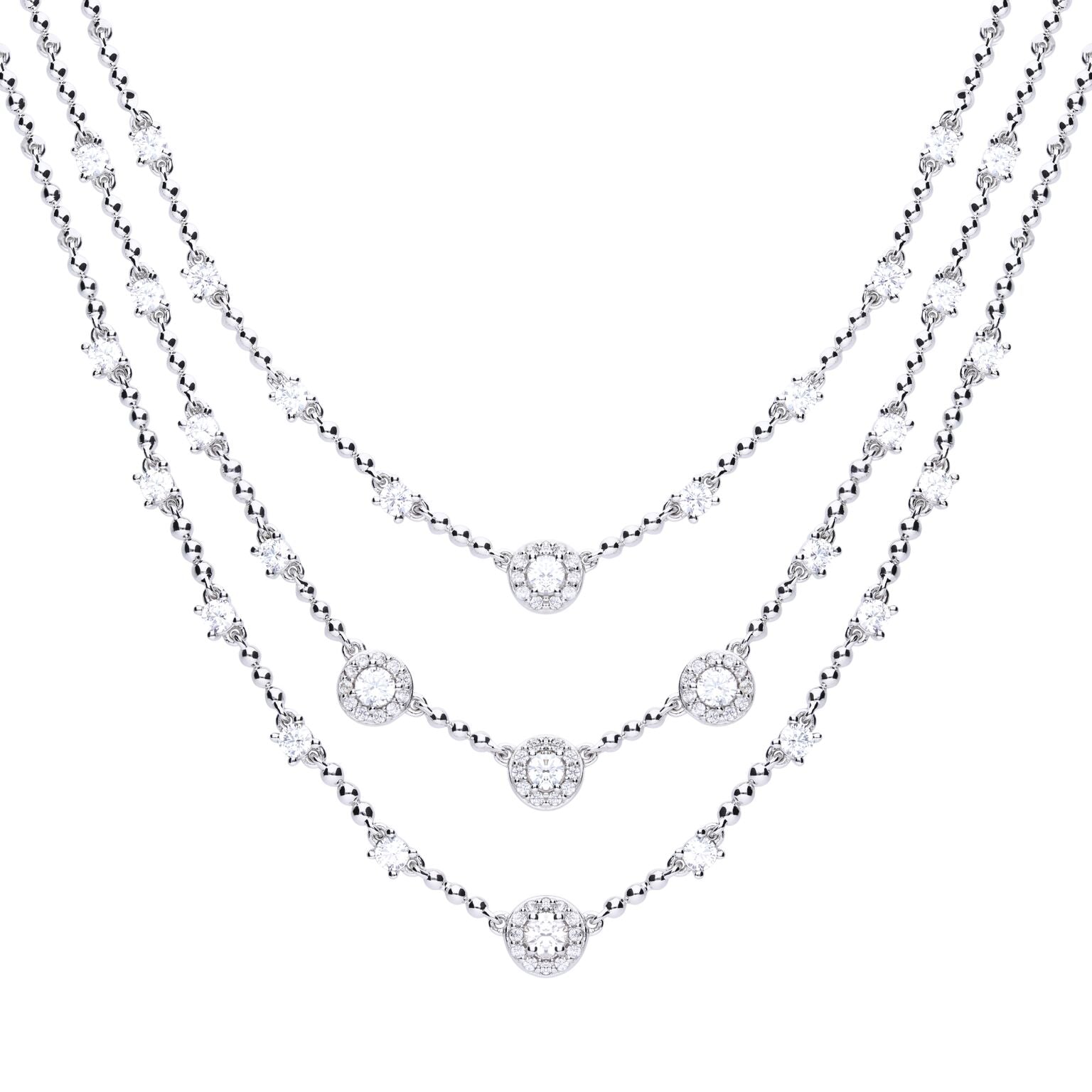 Diamonfire Multi-Strand Zirconia Cocktail Necklace