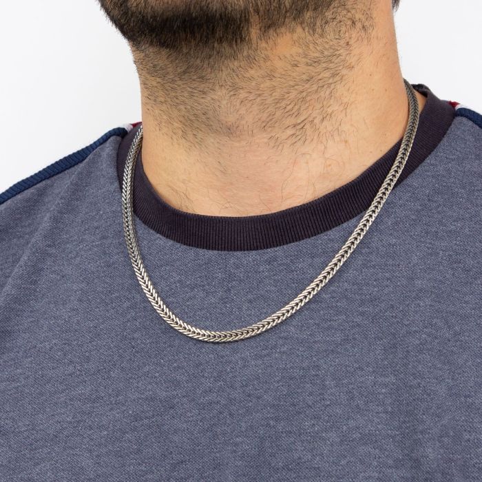 Fred Bennett Oxidised Foxtail Chain Necklace