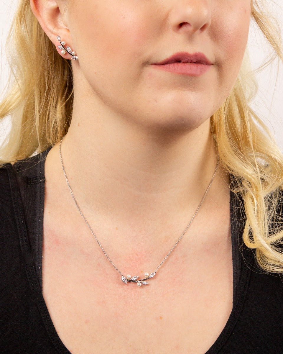 Diamonfire Crawler Earrings with Pearls and Zirconia