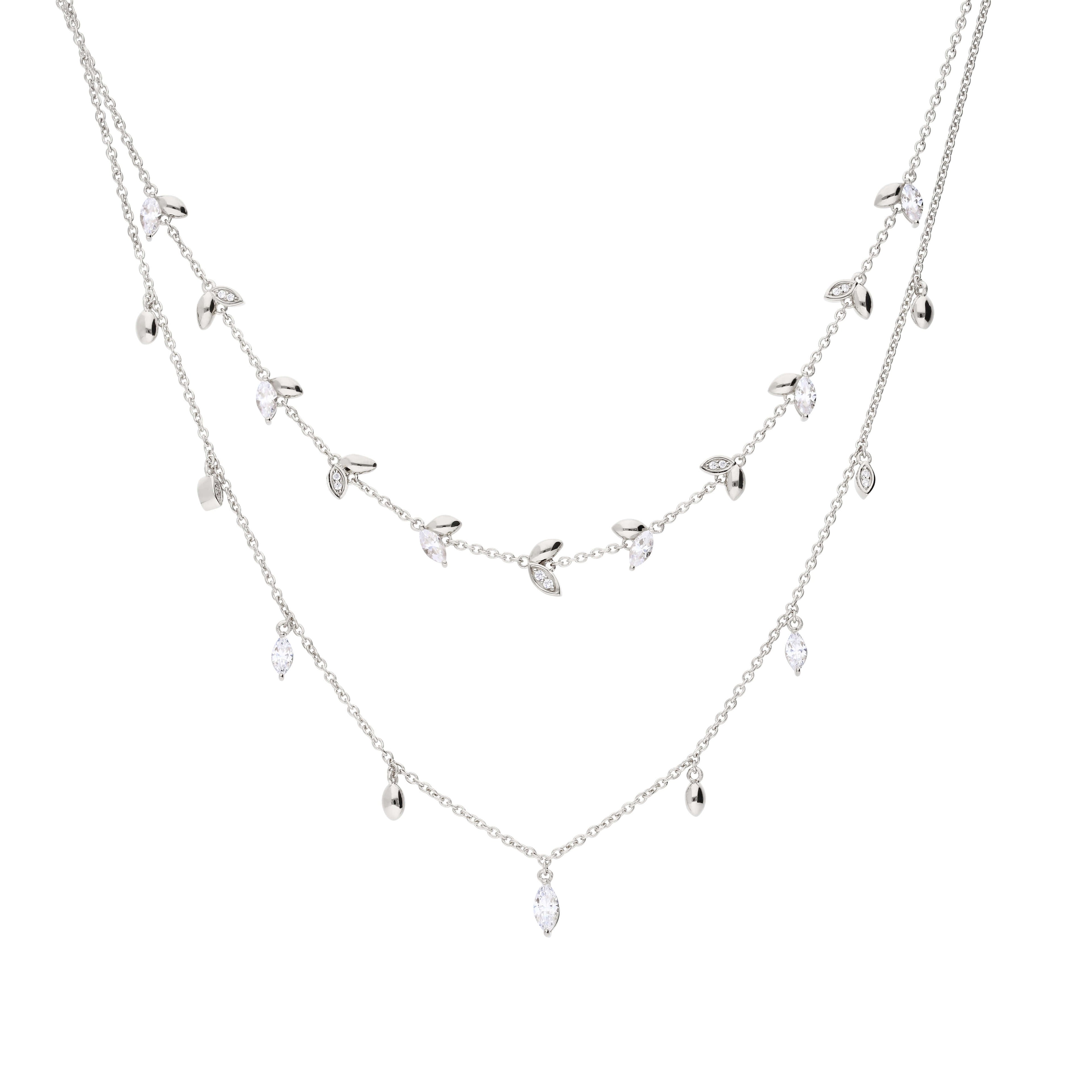 Diamonfire Marquise and Multi-Stone Detail Double Row Necklace