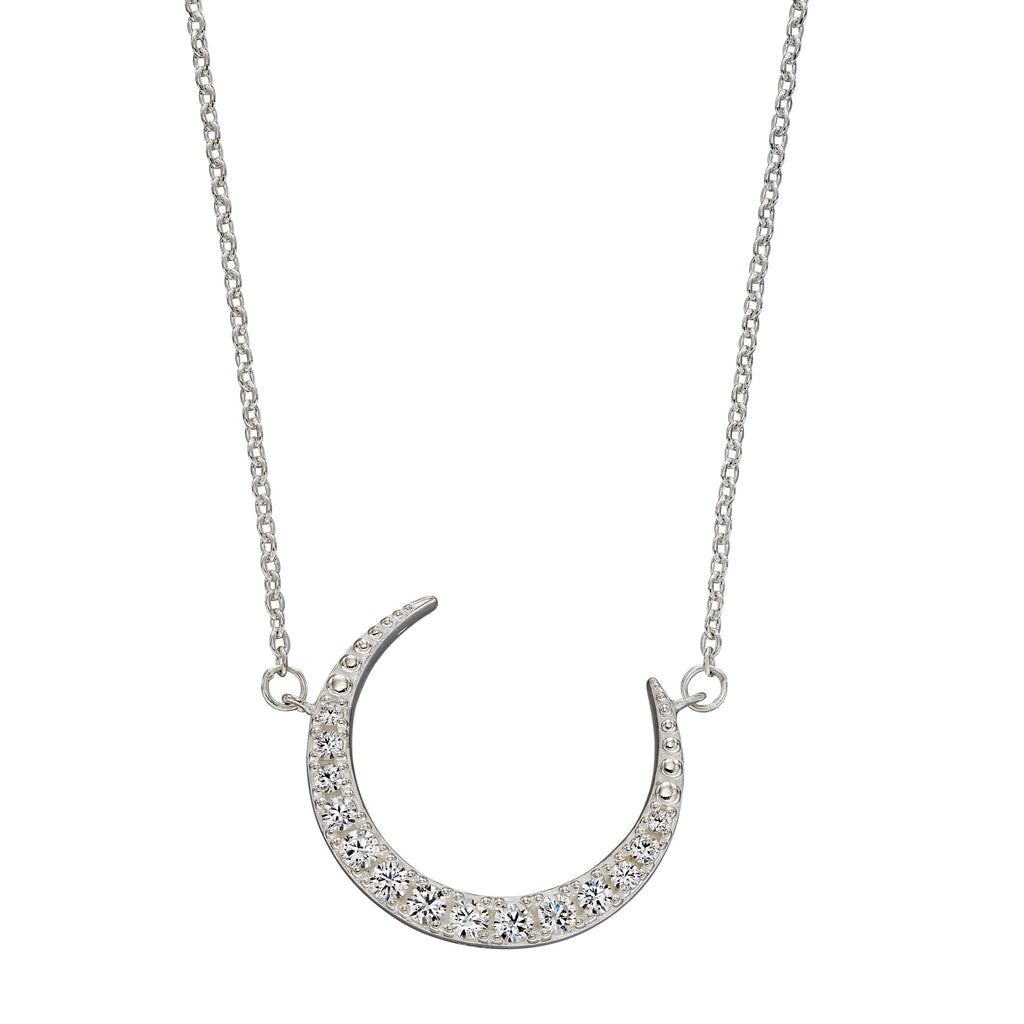 Beginnings Crescent Moon Necklace with Cubic Zirconia