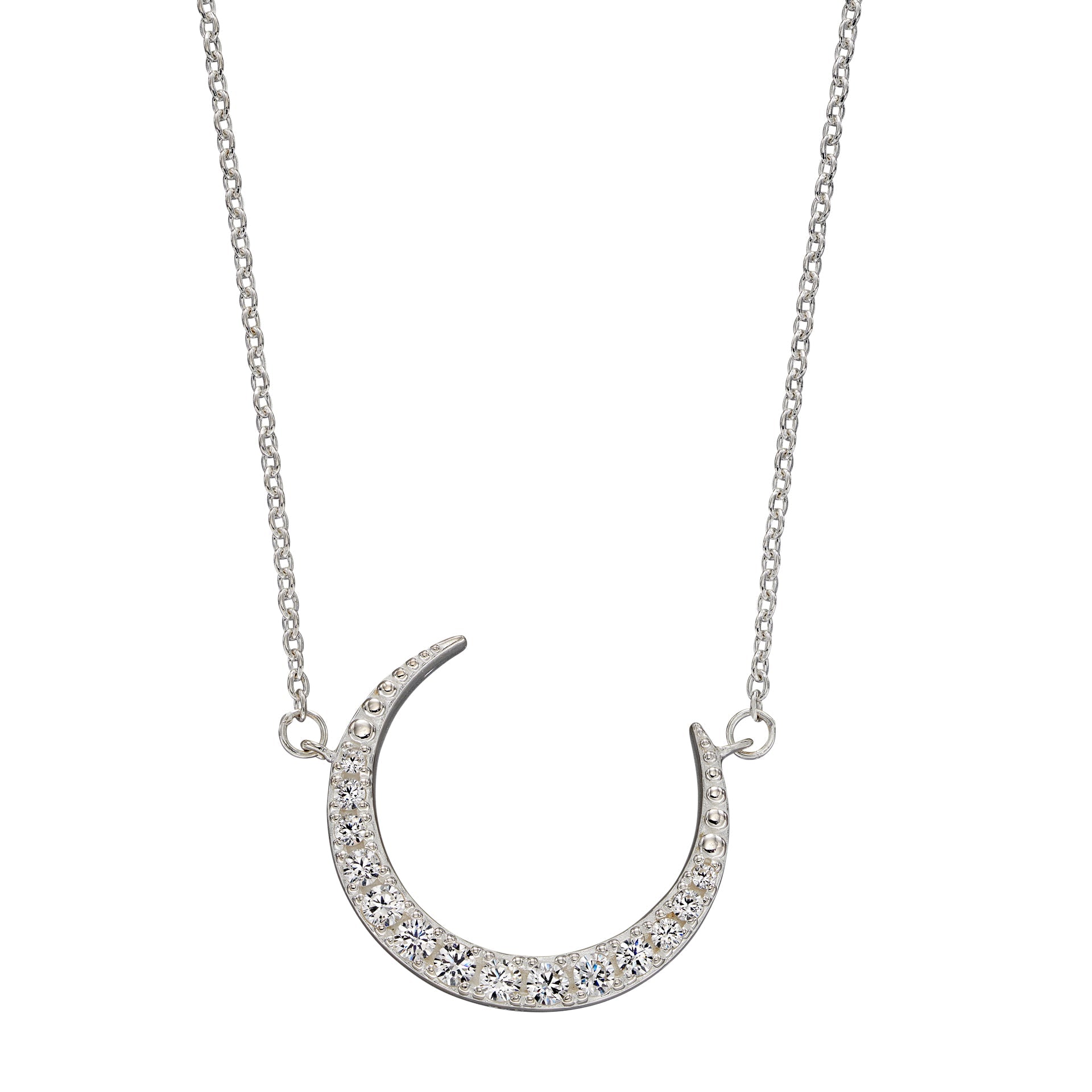 Beginnings Crescent Moon Necklace with Cubic Zirconia