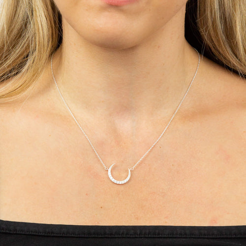 Beginnings Crescent Moon Necklace with Cubic Zirconia
