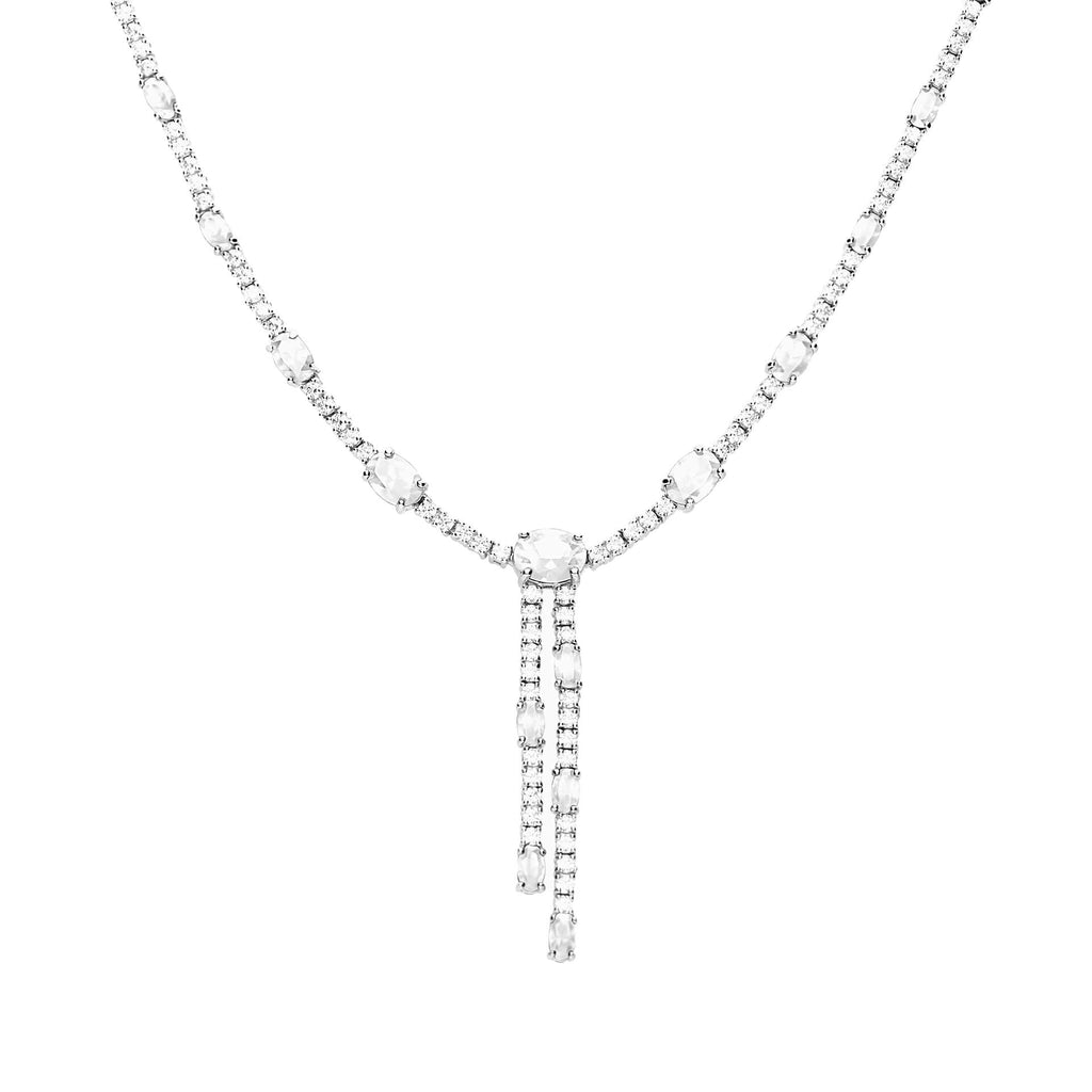 Diamonfire Oval and Round Zirconia Drop Necklace
