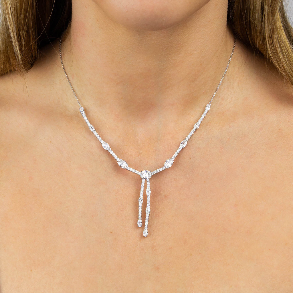 Diamonfire Oval and Round Zirconia Drop Necklace