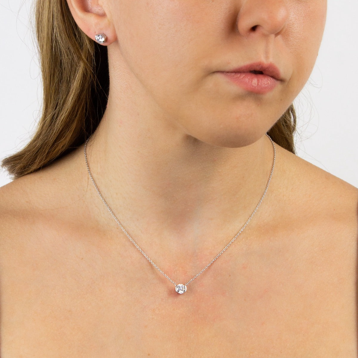 Diamonfire Semi Bezel Set Zirconia Stud Earrings