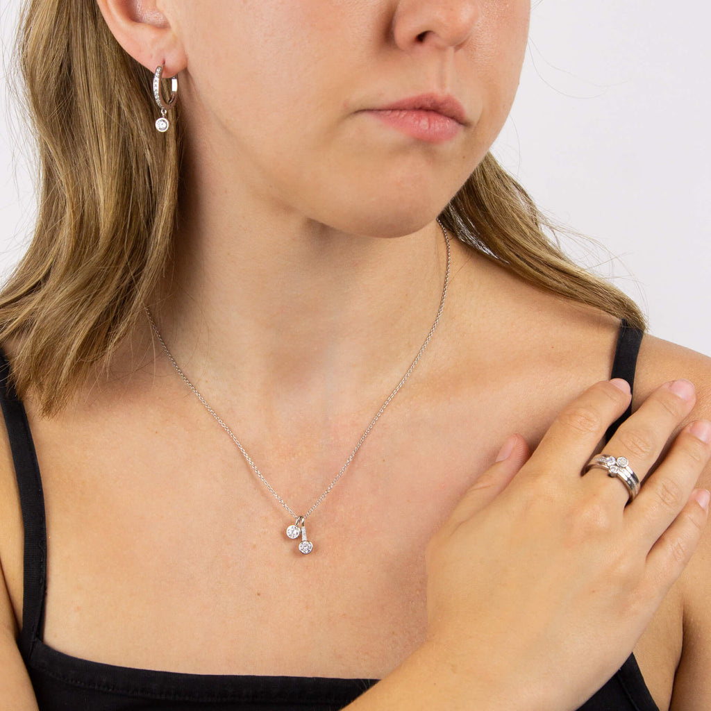 Diamonfire Double Zirconia Pendant Necklace