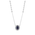 Diamonfire Oval Blue Sapphire Necklace with Detailed Chain