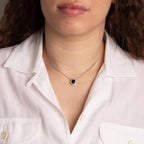 Diamonfire Oval Blue Sapphire Necklace with Detailed Chain
