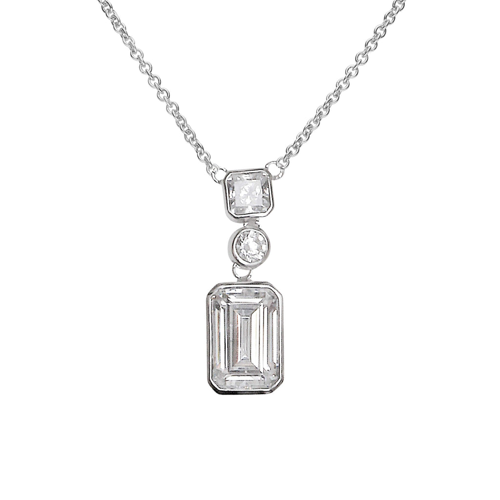 Diamonfire Tri-Stone Drop Pendant