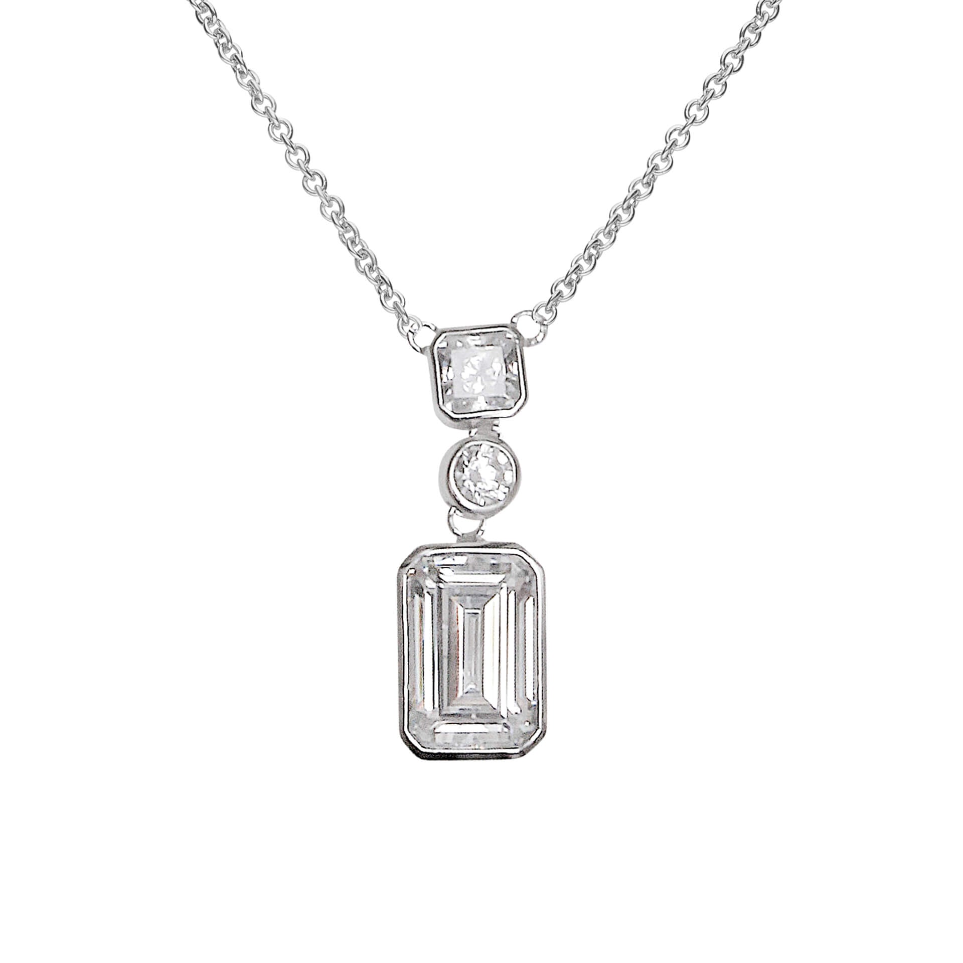 Diamonfire Tri-Stone Drop Pendant