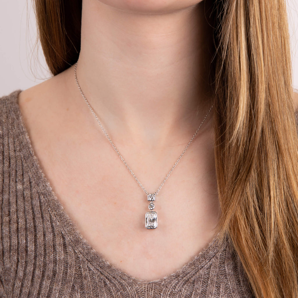 Diamonfire Tri-Stone Drop Pendant