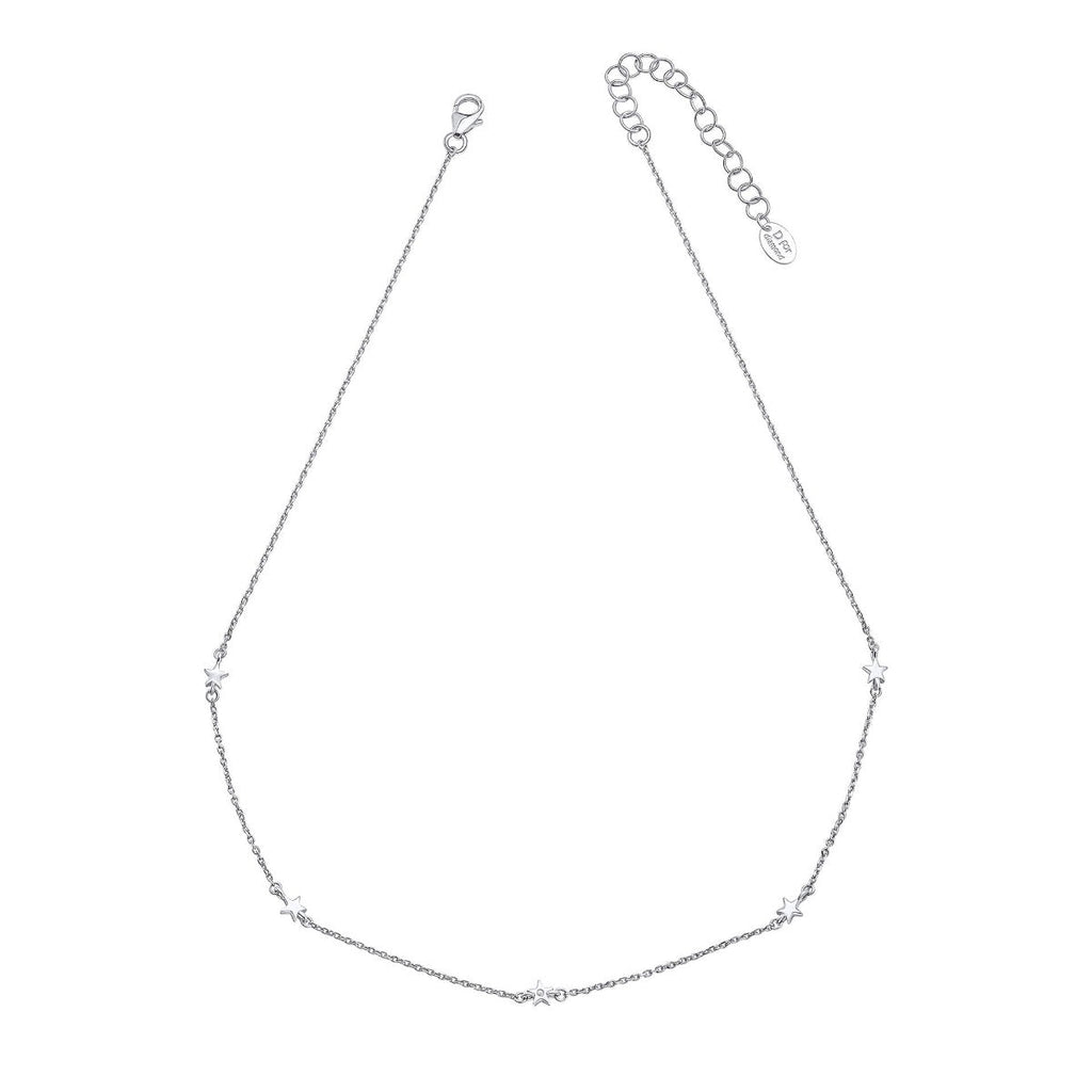 D For Diamond Star Station Necklace with Diamond