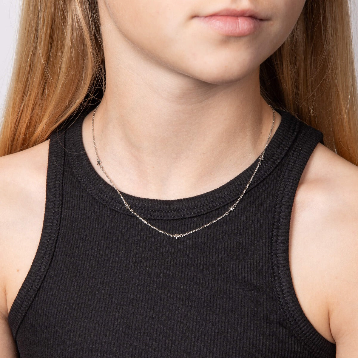 D For Diamond Star Station Necklace with Diamond