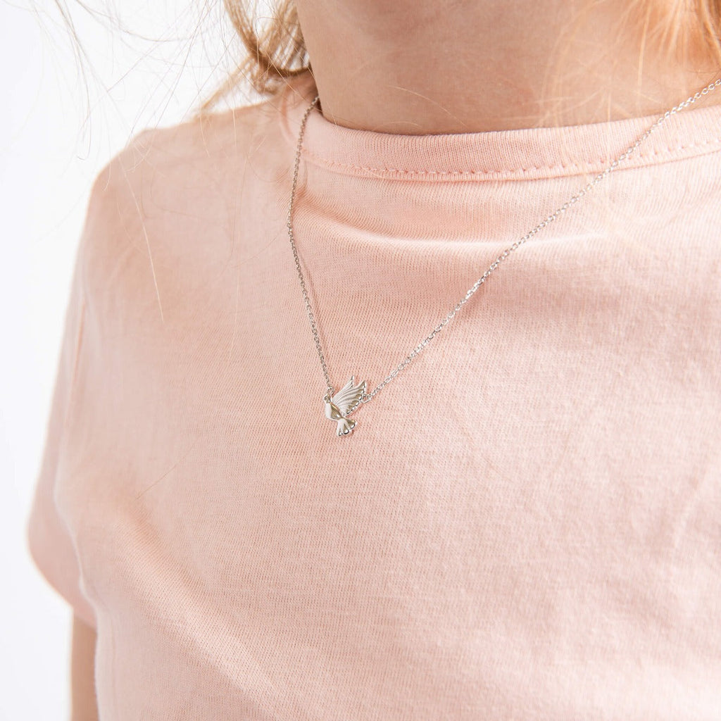 D For Diamond Dove Necklace with Diamond