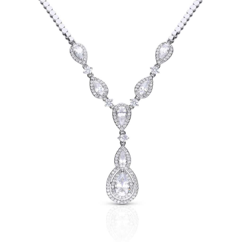 Diamonfire Statement Halo Teardrop Necklace