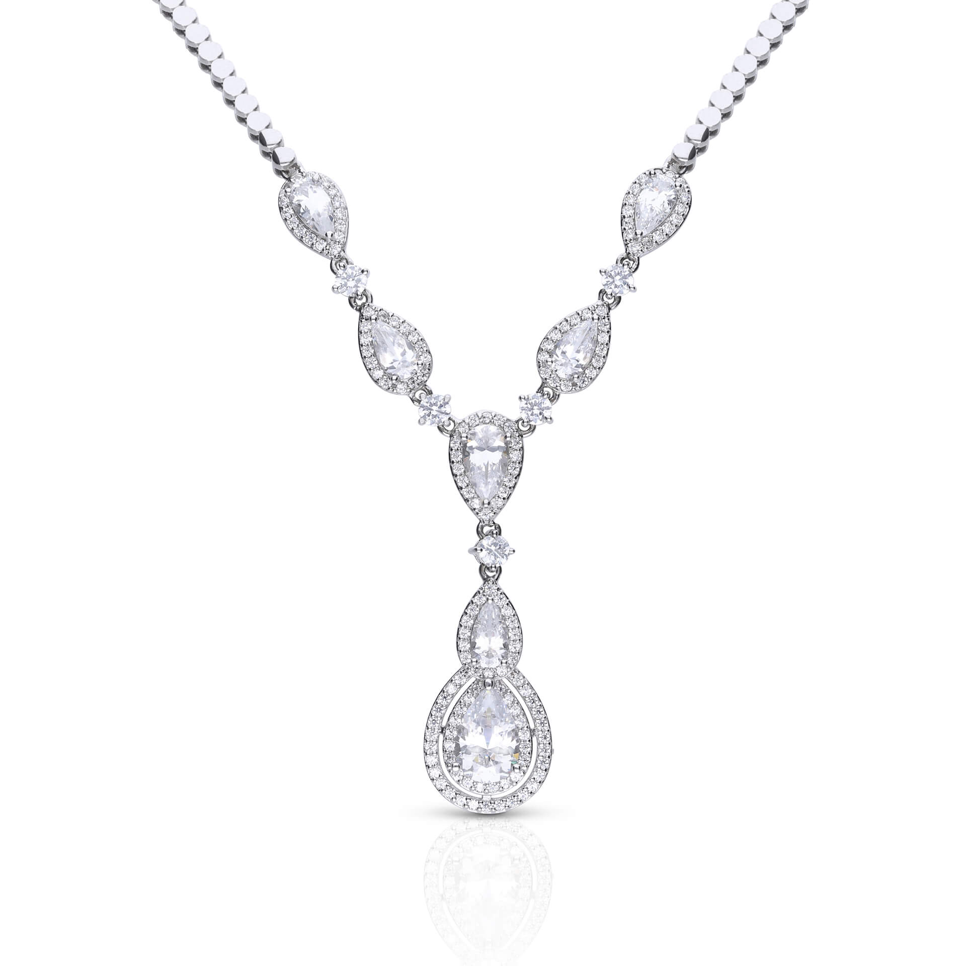 Diamonfire Statement Halo Teardrop Necklace