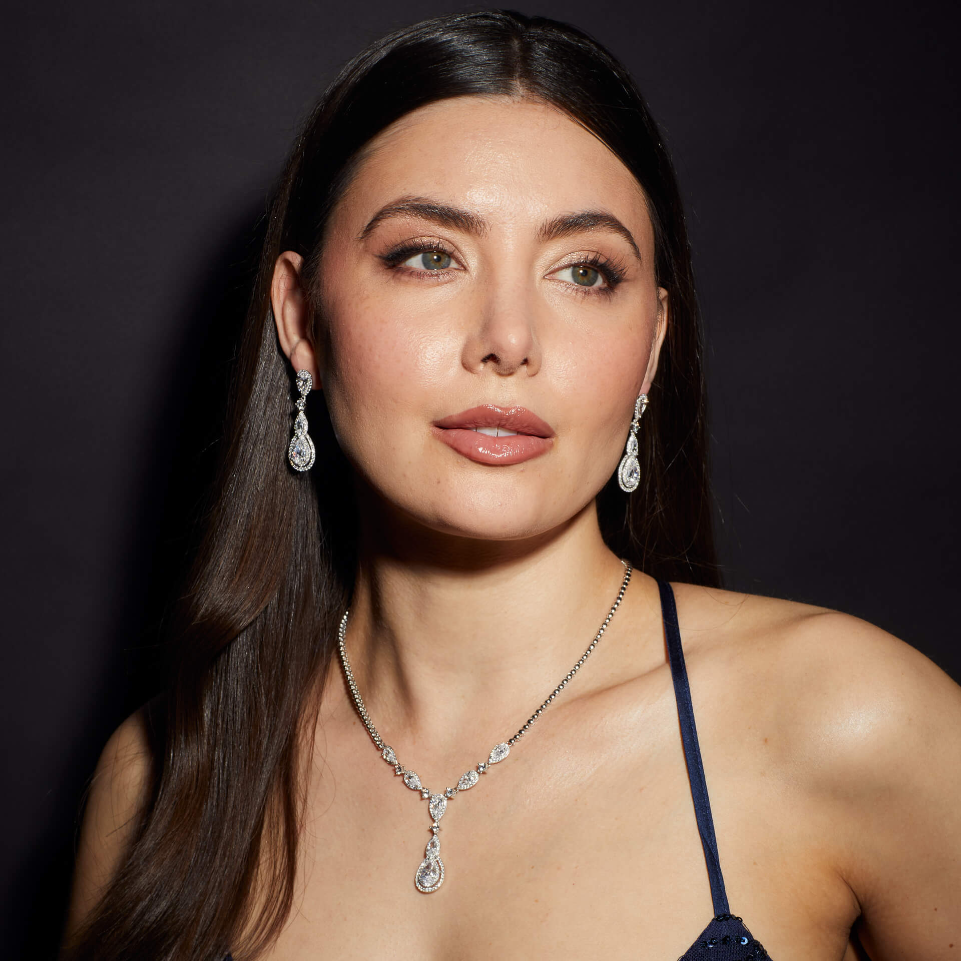 Diamonfire Statement Halo Teardrop Necklace