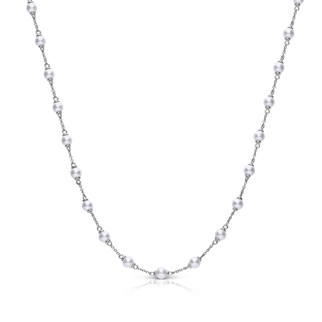 Diamonfire Shell Pearl Station Necklace