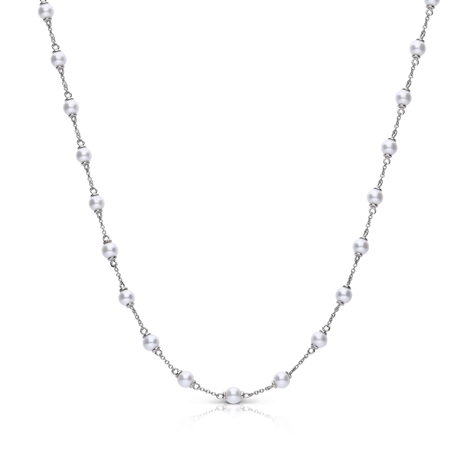 Diamonfire Shell Pearl Station Necklace