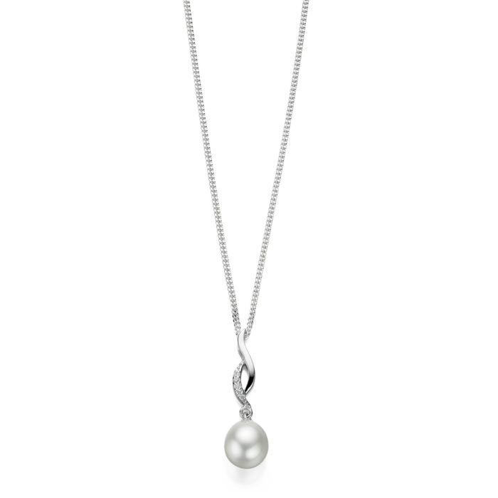 Beginnings Freshwater Pearl and Cubic Zirconia Twist Pendant