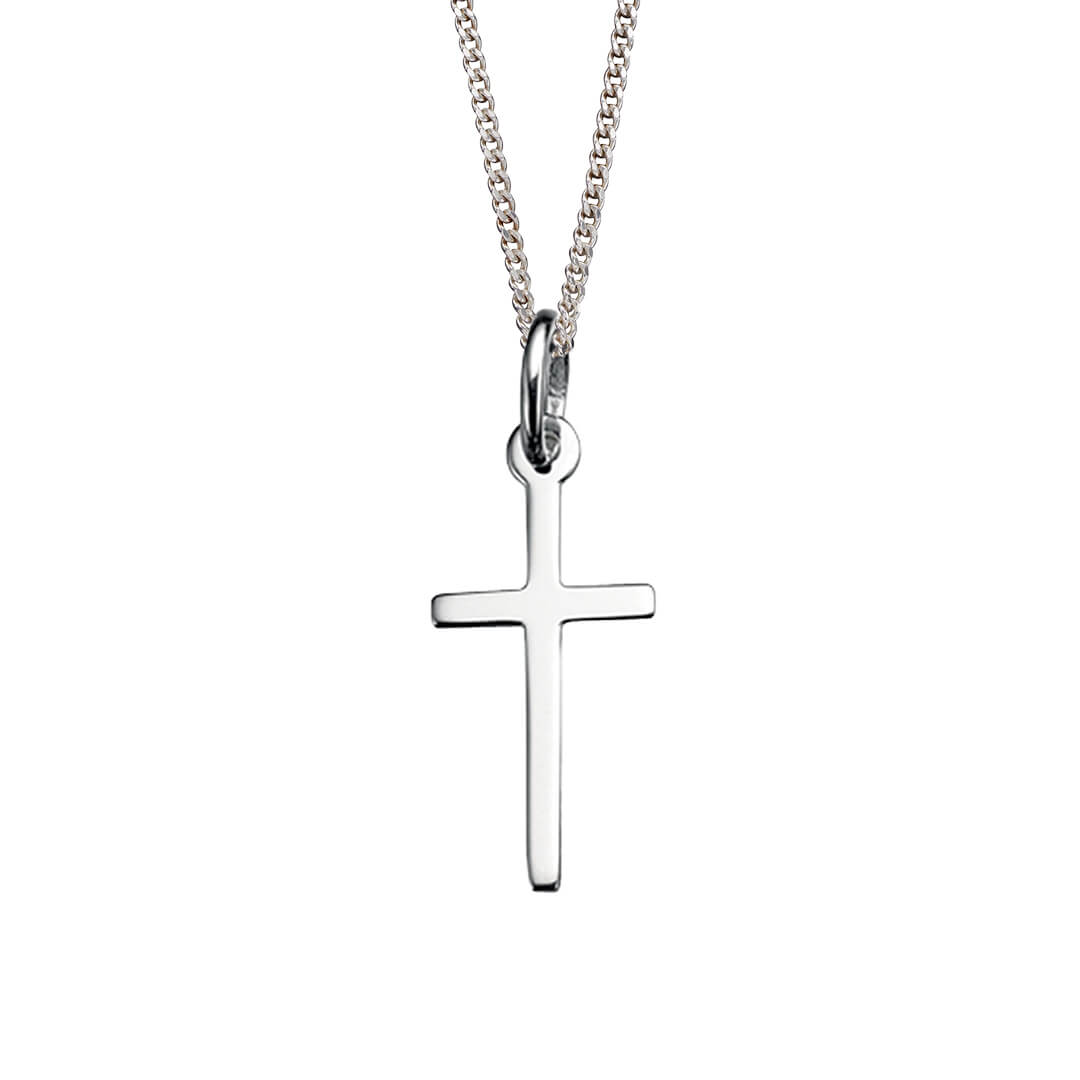 Beginnings Cross Plain Silver Pendant