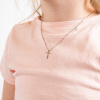 D For Diamond Rounded Profile Cross Pendant With Diamond
