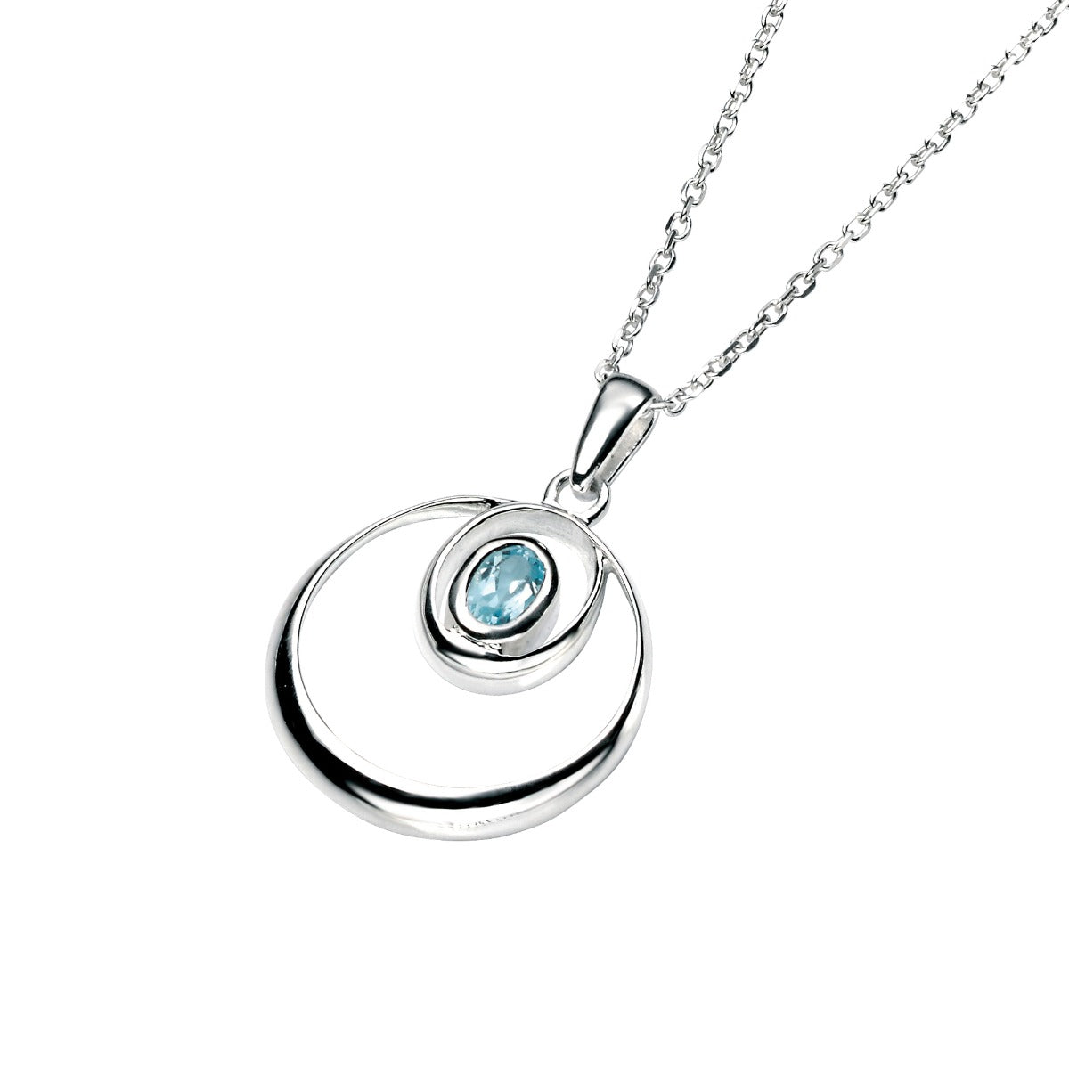 Beginnings Sky Blue Topaz Double Loop Pendant