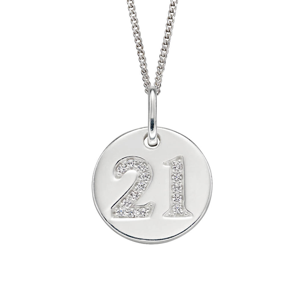 Beginnings Cubic Zirconia '21' Disc Pendant