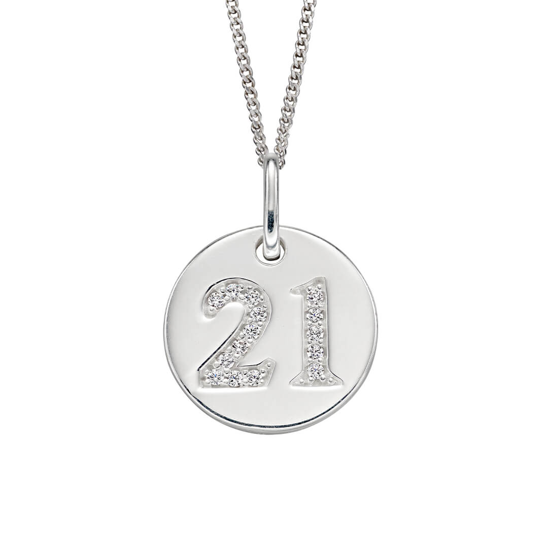 Beginnings Cubic Zirconia '21' Disc Pendant