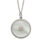 Beginnings Double Sided Mother of Pearl Disc Pendant with Cubic Zirconia