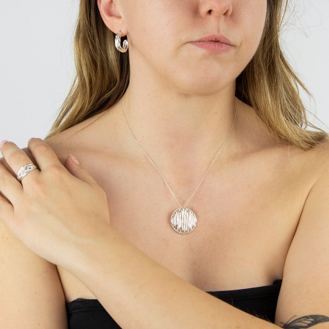 Beginnings Bamboo Stem Round Pendant with Cubic Zirconia